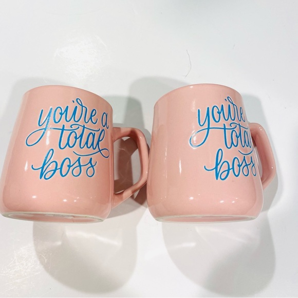 Austin & Ash Set of 2 “You’re a Total Boss” Pink Blue Coffee Mug - Picture 4 of 9